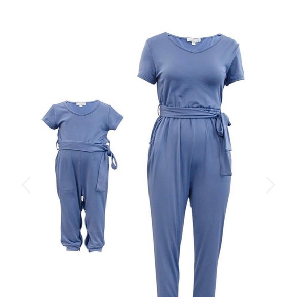 Mommy and me blue jumper / romper set - Picture 1 of 3